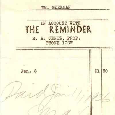 Receipt from THE REMINDER