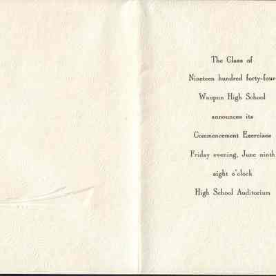 Waupun High School (Commencement Exercises) June 9 1944: Origformat: Other
