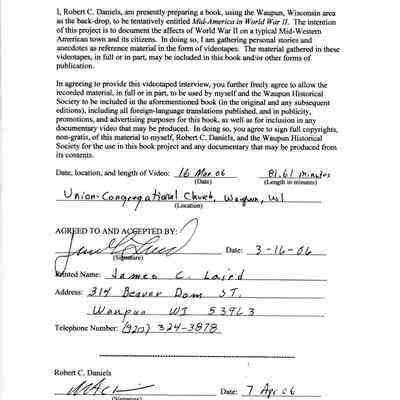 Document, Permission to use Videotaped Interview Material
