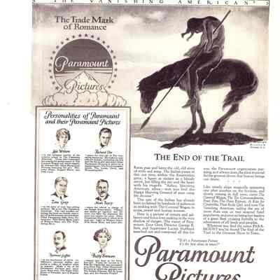 Ad, Shaler, Paramount Pictures, The End of the Trail, Home Journal, 1926