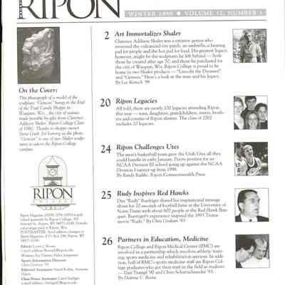 RIPON Magazine inside page listing articles.
