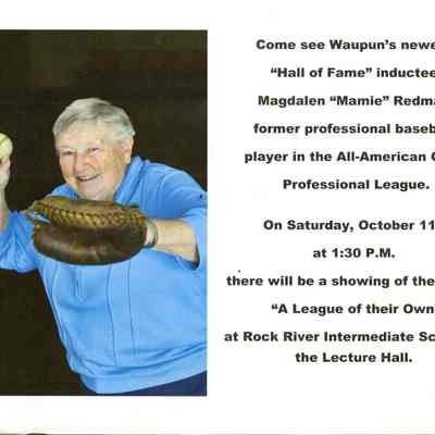 Announcement, Magdalen Mamie Redman, Hall of Fame, All-American Girls Professional League