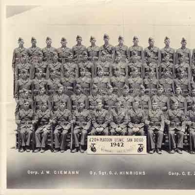 Photo, 620th Platoon USMC San Diego 1942