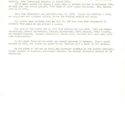 Pg. 2 of Historical info on FIrst Christian Reformed Church