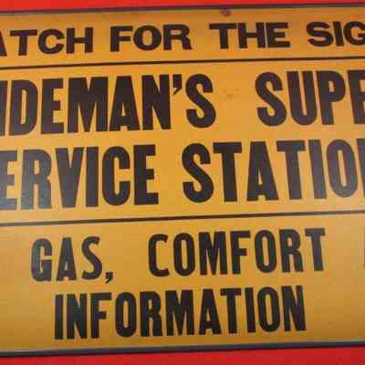 Sign from Heideman's Service Station