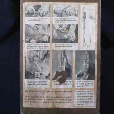 Cover of box with syringe for plasma I.V.