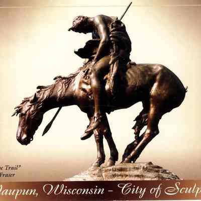 Postcard, Waupun, Wisconsin - City of Sculpture, End of the Trail