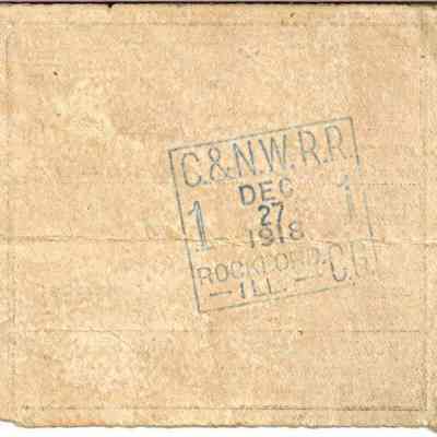 Back side of special train ticket