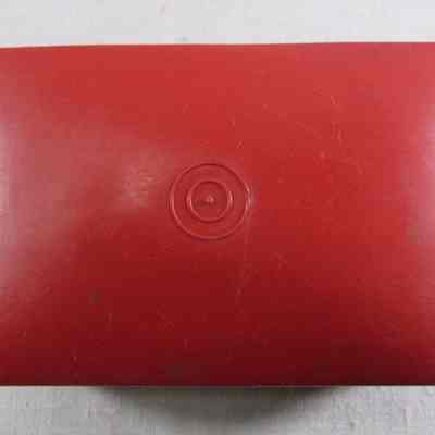 Plastic red box containing various WWII gas rations