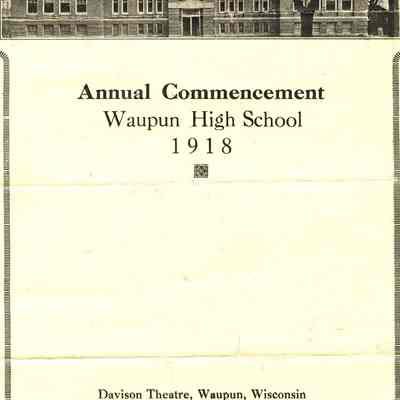 Program, Commencement, Waupun High School, 1918