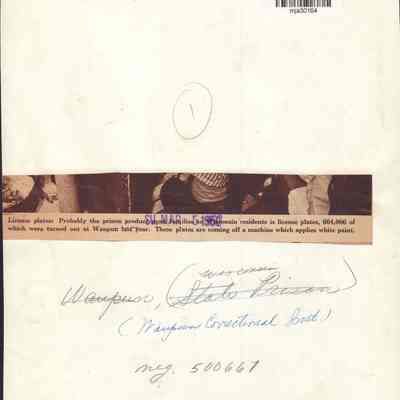 Back of photo of License Plate info - 1950