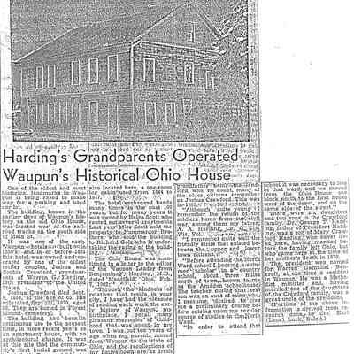 Harding's Grandparents Operated Ohio House