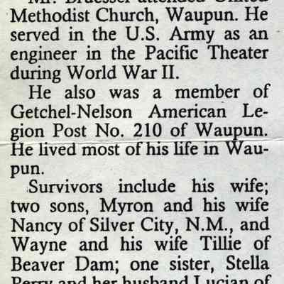 Obituary, Rueben Bruessel