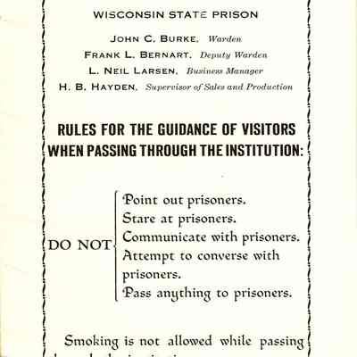 Visitor's booklet from the Prison.