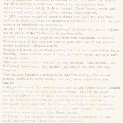Page 4 of Historical info on Weeping Willow 4-H Club