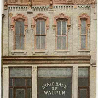 Postcard, Waupun State Bank circa 1912