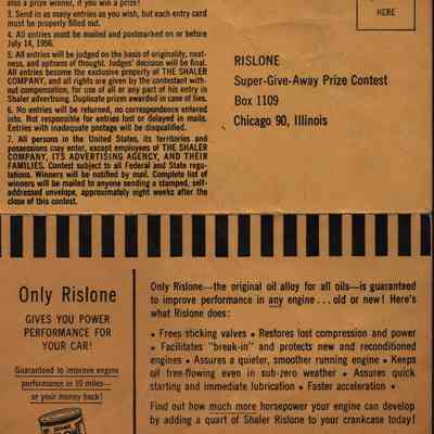 Postcard, Shaler, Rislone's Super-Give-Away Contest