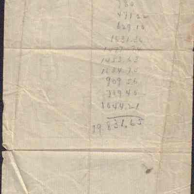 Back of receipt for care of cemetery lot