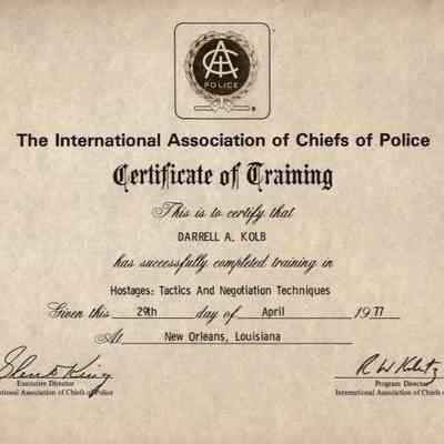 Certificate, International Association of Chiefs of Police, Darrell Kolb