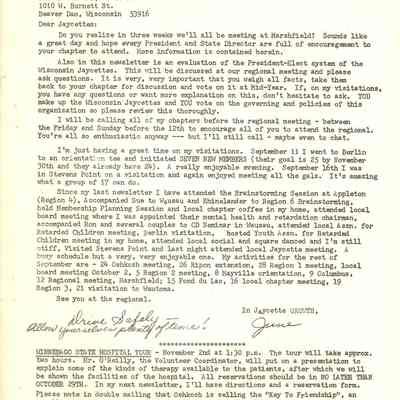 Region 5, letter from State VP Sept. 1968
