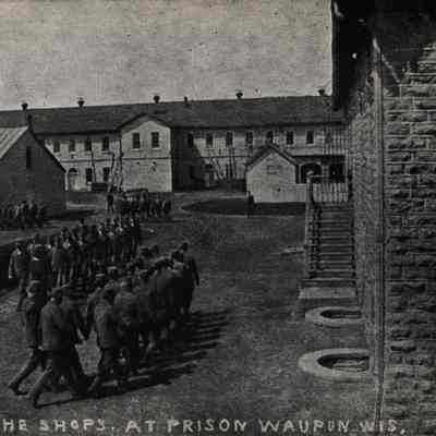 Postcard, Corrections, Wisconsin State Prison, Going to the Shops
