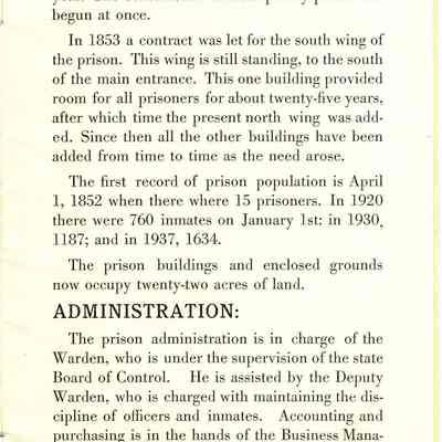 Visitor's booklet from the Prison.