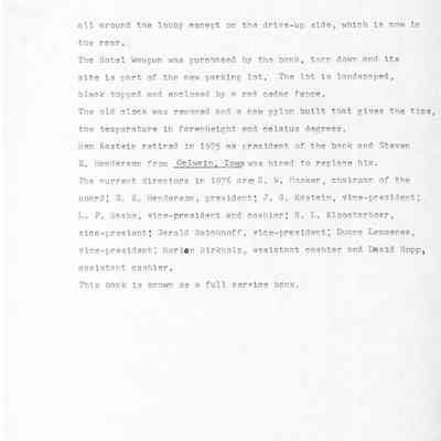 Page 3 of historical info on The National Bank of Waupun