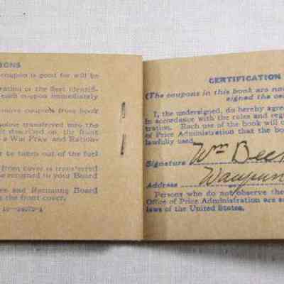 Back of ration book, inside and out