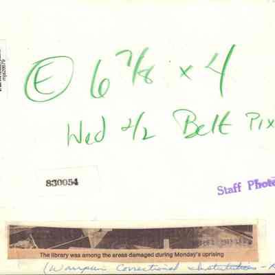 Info on back of Waupun prison photo during riots