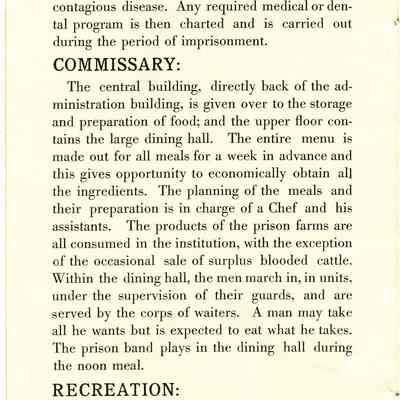 Visitor's booklet from the Prison.