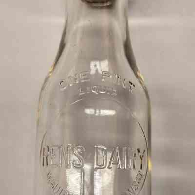 Milk Bottle, Dairy, Rens Dairy, One Pint