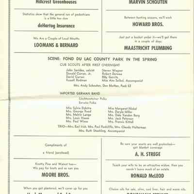 Program, 1960 Variety Show, College Club and Kiwanis Club