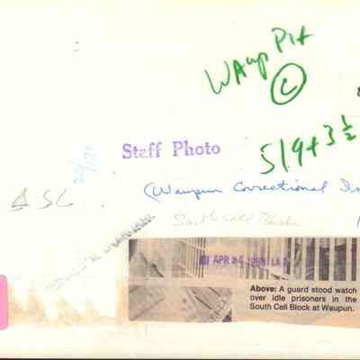 Info on back of photo of South Cell Block
