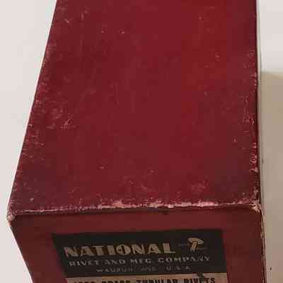 Rivets, Box, National Rivet, 1200 Brass Tubular Rivets