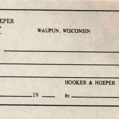 Receipt Pad, Hooker & Hoeper