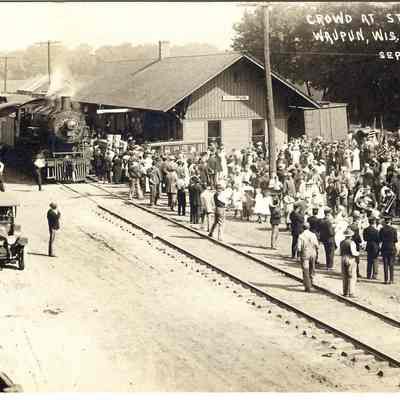 Postcard, WWI, Leaving for War, Railroad Station, 1917