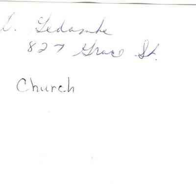 Back of photo of Grace Lutheran Church