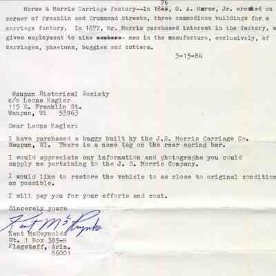 Letter, Morse & Morris Carriage Factory