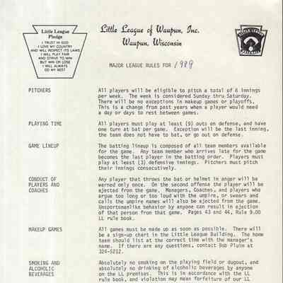 Rules Major League, 1989