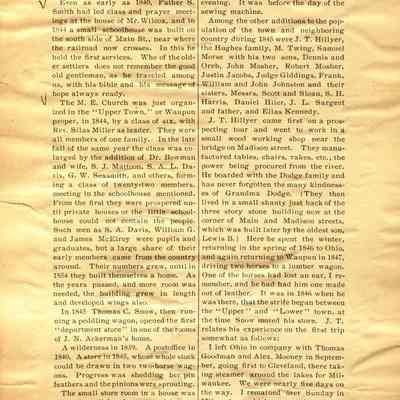 Page from Historical Sketch of Waupun