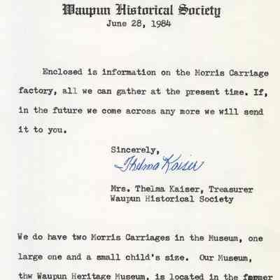 Letter, Morse & Morris Carriage Factory