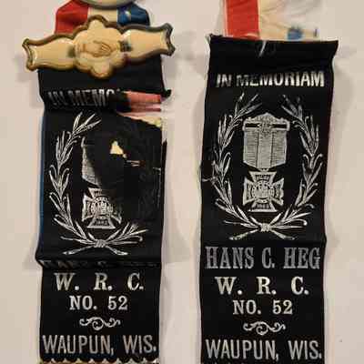 Ribbon, Hans C Heg, Women's Relief Corp No 52, In Memorium