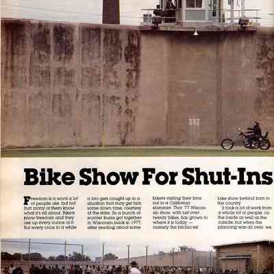 Bikers visit the Waupun Correctional Institution.
