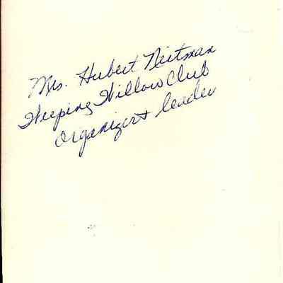 Back of photo of Mrs. Hubert Neitman