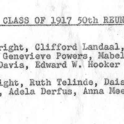 Names, 1917 50th Class Reunion Photo: Origsize: 4"x6"; Origformat: Print-Photographic