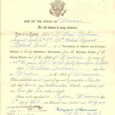 National Guard Honorable Discharge Certificate
