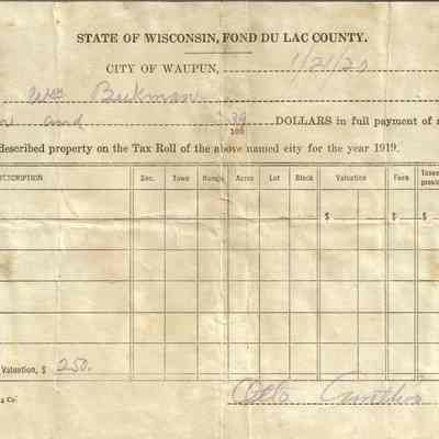Fond du lac Co. Property tax receipt