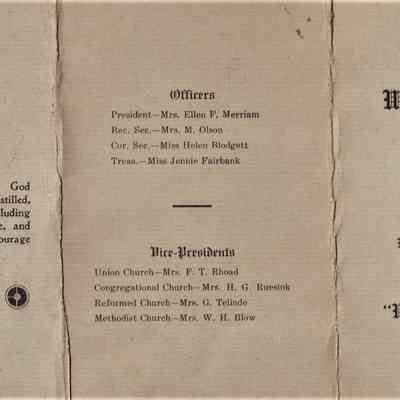 W.C.T.U Women's Christin Temperance Union Program (1914-1915)