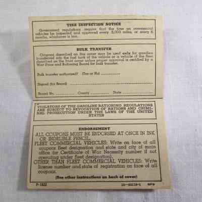Inside of Ration Coupon folder