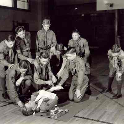 Photograph, Boy Scouts, Troop 11, In Gymnasium, 1938